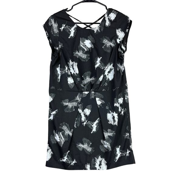 Anthropologie Silence + Noise Womens Dress Black White Geometric Shift Stretch M - Picture 1 of 11